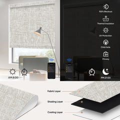 Kincmo Motorized Roller Shades 100% Blackout - Mist