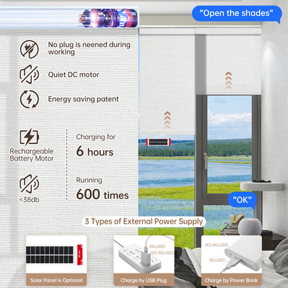 Kincmo Motorized Light Filtering Roller Shades 75% Blackout - Dreamy