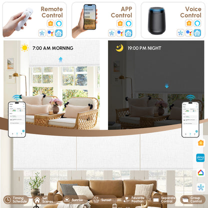 Kincmo No Drill Shades, Motorized 100% Blackout - Classic