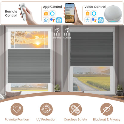 Kincmo Motorized 100% Blackout Top Down Bottom Up Cellular Shades | Double Cell