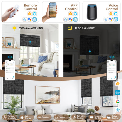 Kincmo No Drill Roller Shades, Motorized 100% Blackout - Dual Sided