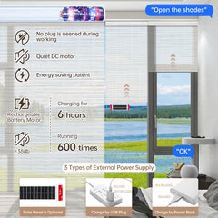 Kincmo Motorized Light Filtering Roller Shades 50% Blackout - Woven