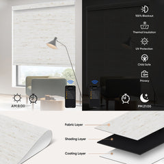 Kincmo Motorized Roller Shades 100% Blackout - Linen
