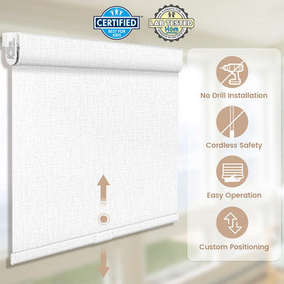Kincmo No Drill Cordless Roller Shades 100% Blackout - Classic
