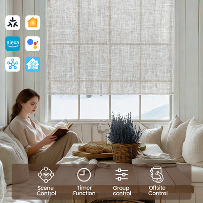 Kincmo Motorized Light Filtering Roller Shades 75% Blackout - Mist