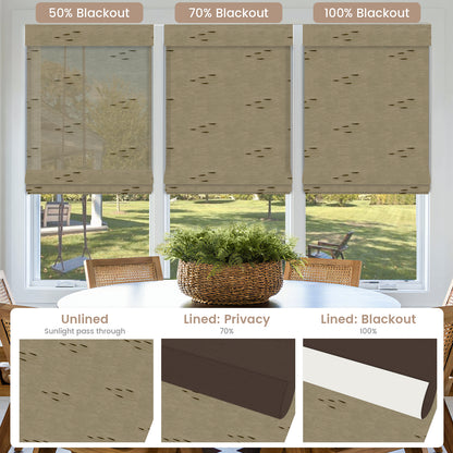 Kincmo Natural Jute Motorized Woven Wood Shades 50%/70%/100% Blackout - Designer