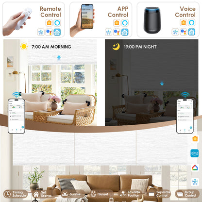 Kincmo No Drill Roller Shades, Motorized 100% Blackout - Atlantic