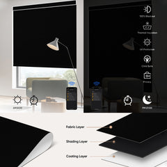 Kincmo Motorized Roller Shades 100% Blackout - WaterProof Vinyl