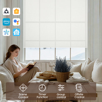 Kincmo Motorized Light Filtering Roller Shades 75% Blackout - Classic