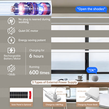 Kincmo Motorized Zebra Shades 100% Blackout - Gentle