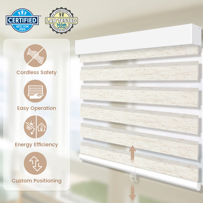 Kincmo Cordless Zebra Shades 75% Blackout - Linen