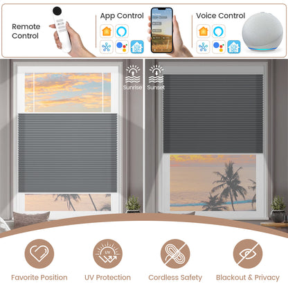 Kincmo Motorized Light Filtering Top Down Bottom Up Cellular Shades | Double Cell