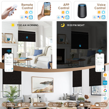 Kincmo Motorized Roller Shades 100% Blackout - Eclipse