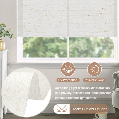 Kincmo Motorized Light Filtering Roller Shades 75% Blackout - Linen