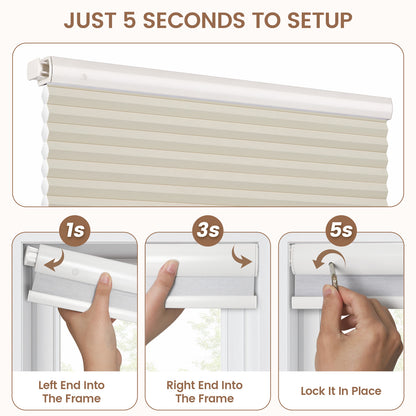 Kincmo No Drill Cellular Shades, Motorized Light Filtering