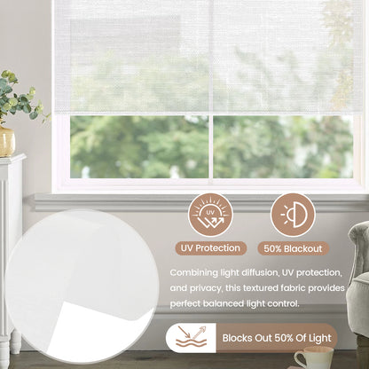 Kincmo Motorized Light Filtering Roller Shades 50% Blackout - Sheer