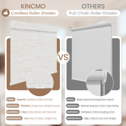 Kincmo Cordless Roller Shades 100% Blackout - Linen