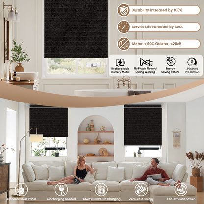 Kincmo Motorized Roller Shades 100% Blackout - Eclipse
