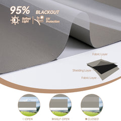 Kincmo Motorized Zebra Shades 100% Blackout - Gentle