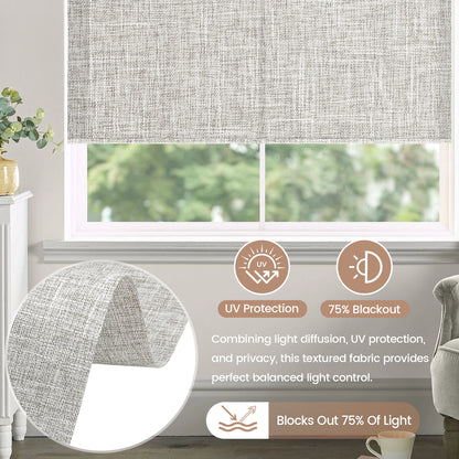 Kincmo Motorized Light Filtering Roller Shades 75% Blackout - Mist
