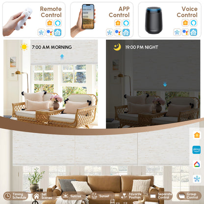 Kincmo No Drill & Drill Roller Shades, Motorized 100% Blackout - All Colors