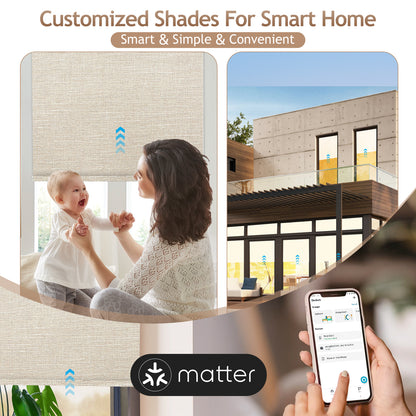 Kincmo No Drill Roller Shades, Motorized 100% Blackout - Aurora