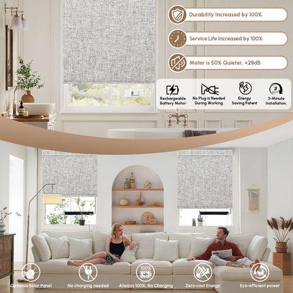 Kincmo Motorized Roller Shades 100% Blackout - Mist