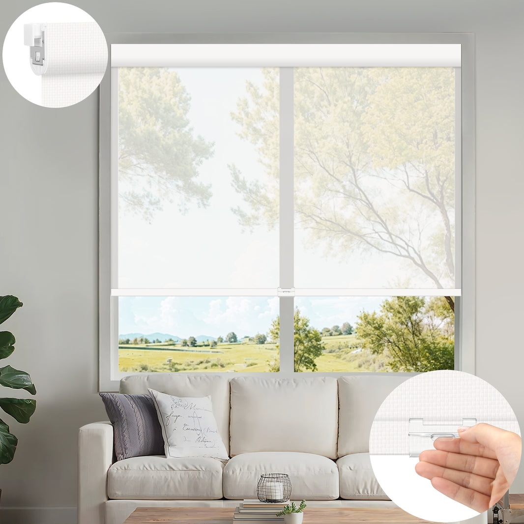 Kincmo No Drill Cordless UV Protection Solar Shades 0%/1%/3%/5% Openness