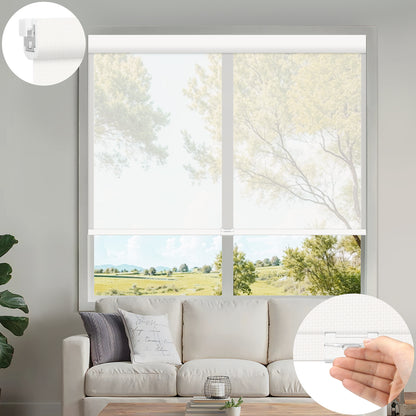 Kincmo No Drill Cordless UV Protection Solar Shades 0%/1%/3%/5% Openness