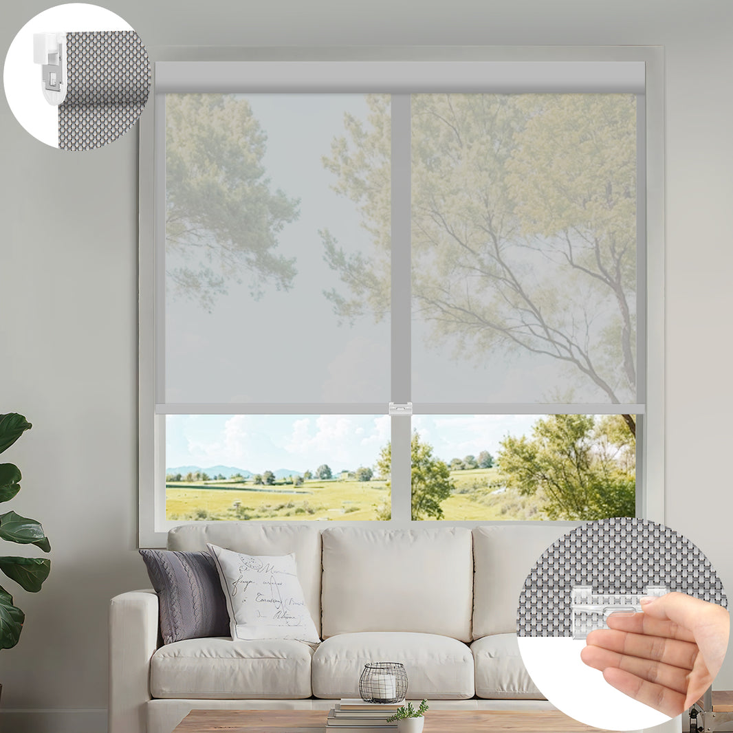 Kincmo No Drill Cordless UV Protection Solar Shades 0%/1%/3%/5% Openness