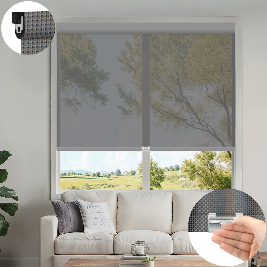 Kincmo No Drill Cordless UV Protection Solar Shades 0%/1%/3%/5% Openness