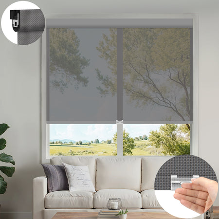 Kincmo No Drill Cordless UV Protection Solar Shades 0%/1%/3%/5% Openness