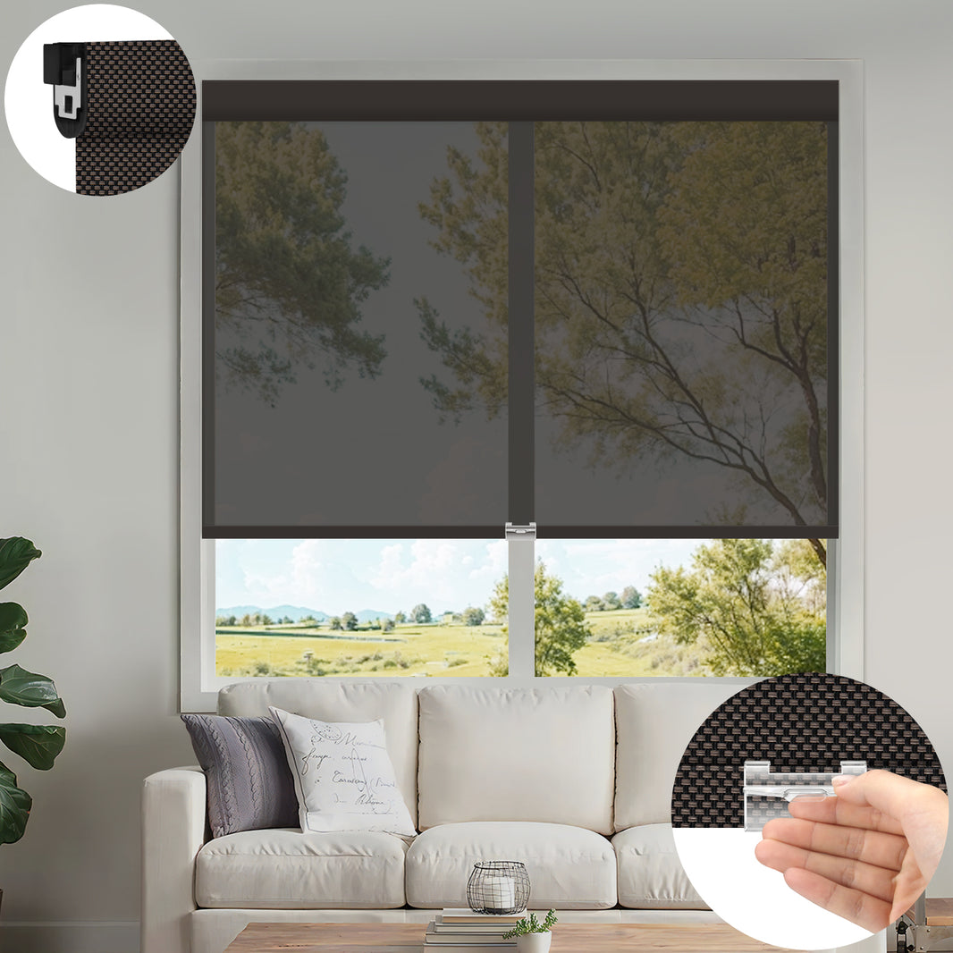 Kincmo No Drill Cordless UV Protection Solar Shades 0%/1%/3%/5% Openness