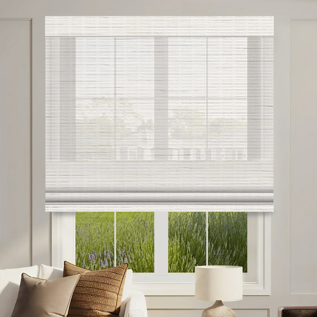 woven roman blinds display