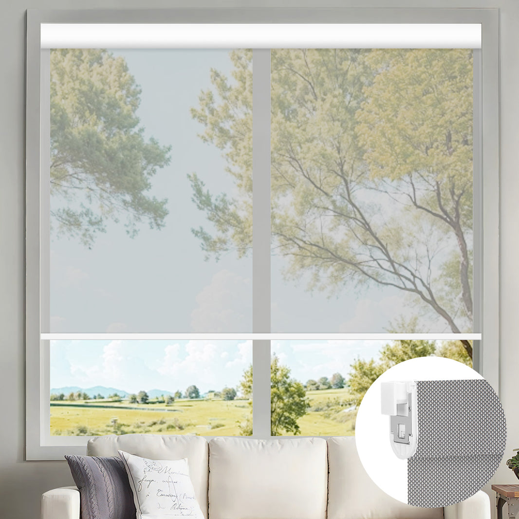 Kincmo No Drill Motorized Solar Shades, 0%/1%/3%/5% Openness For UV Protection