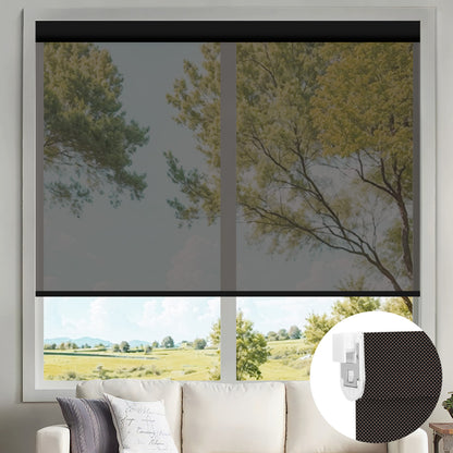 Kincmo No Drill Motorized Solar Shades, 0%/1%/3%/5% Openness For UV Protection