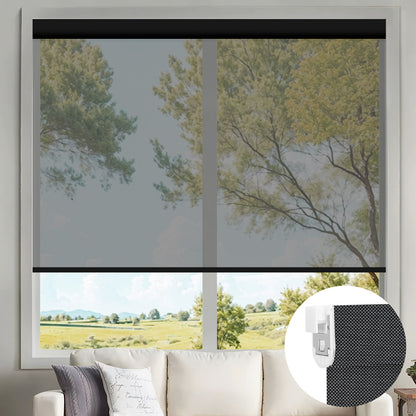 Kincmo No Drill Motorized Solar Shades, 0%/1%/3%/5% Openness For UV Protection