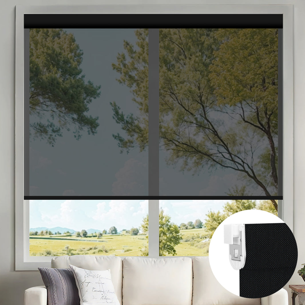 Kincmo No Drill Motorized Solar Shades, 0%/1%/3%/5% Openness For UV Protection