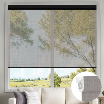 Kincmo No Drill Motorized Solar Shades, 0%/1%/3%/5% Openness For UV Protection