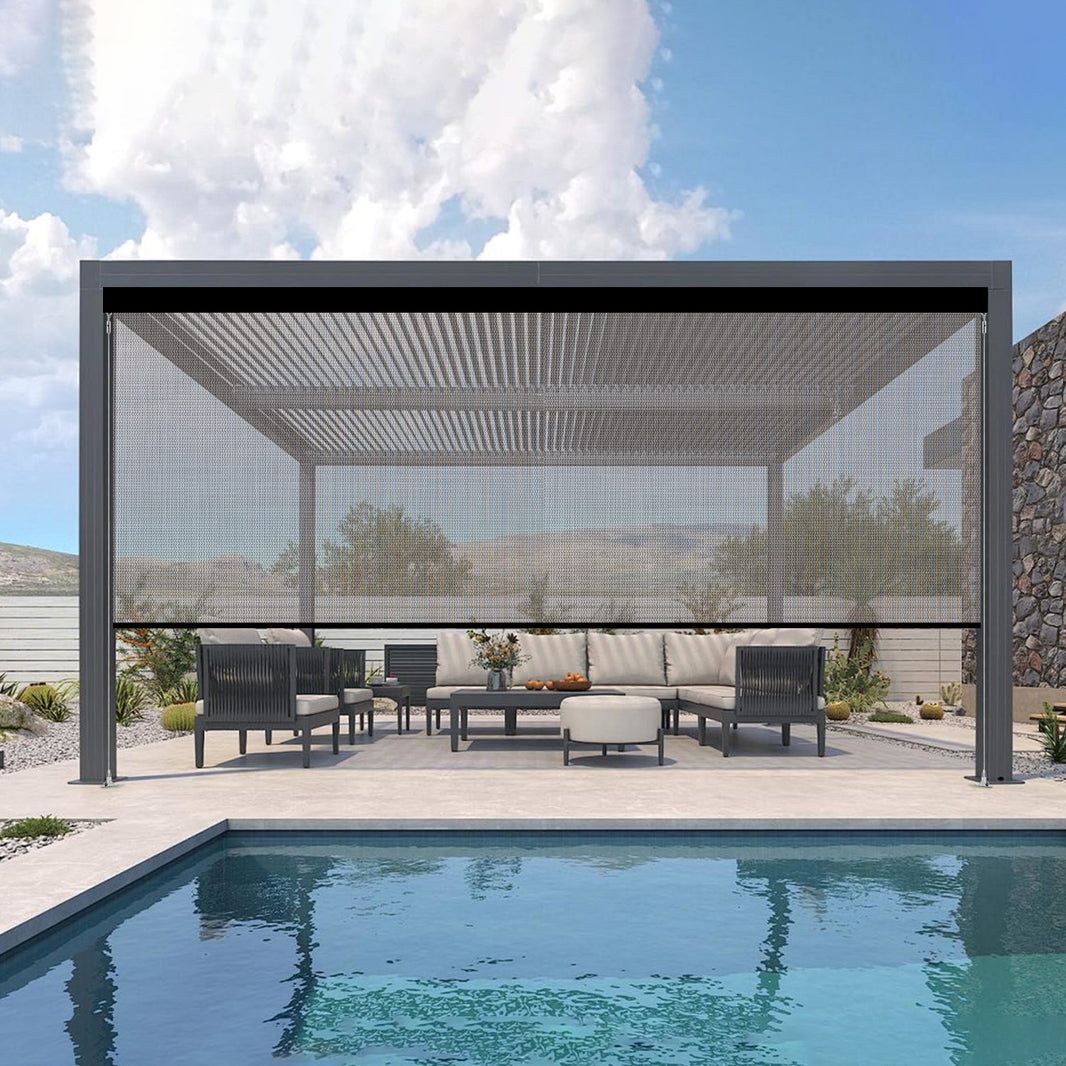 Kincmo Motorized Outdoor Shades 0%/1%/3%/5% Openness