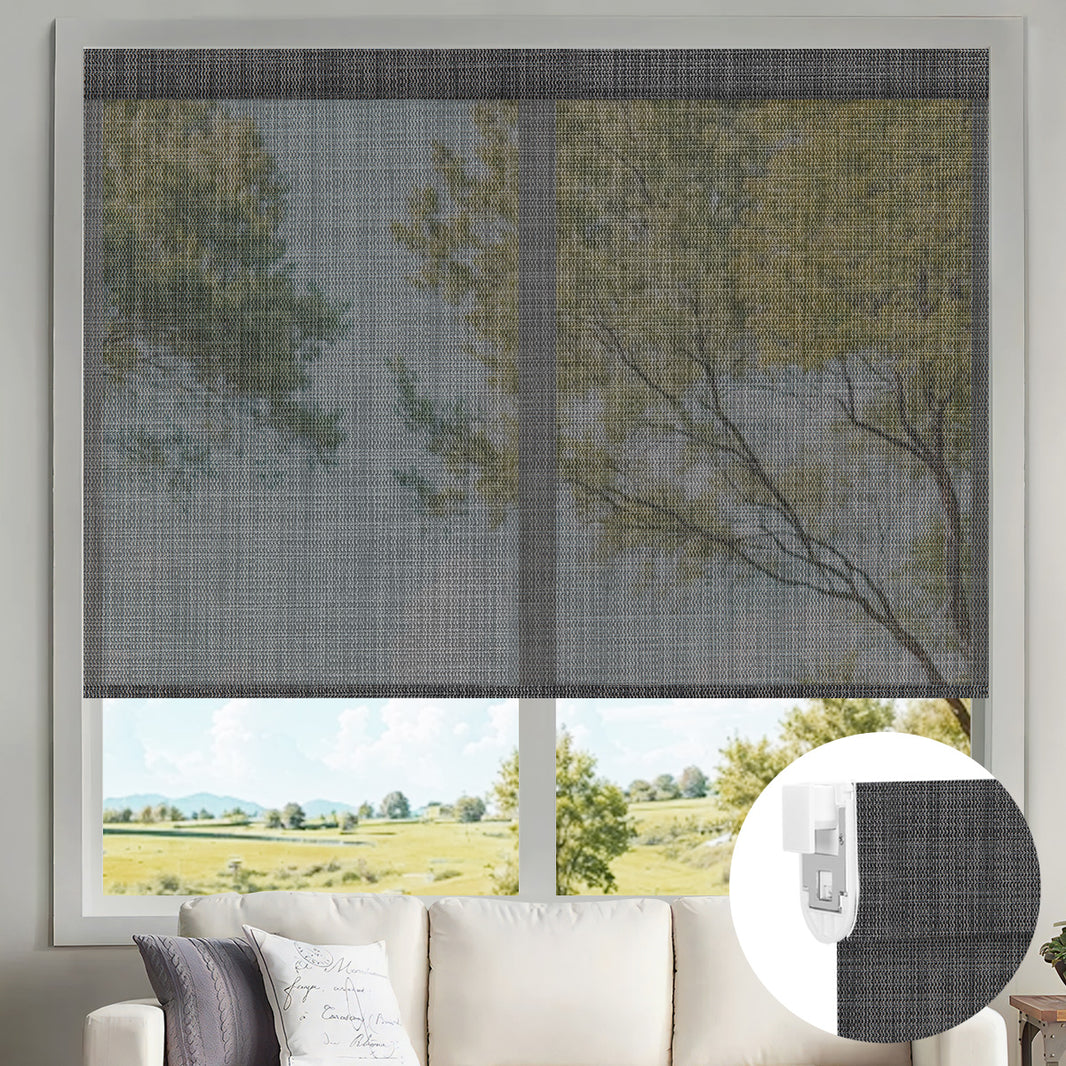 Kincmo No Drill Motorized Solar Shades, 0%/1%/3%/5% Openness For UV Protection