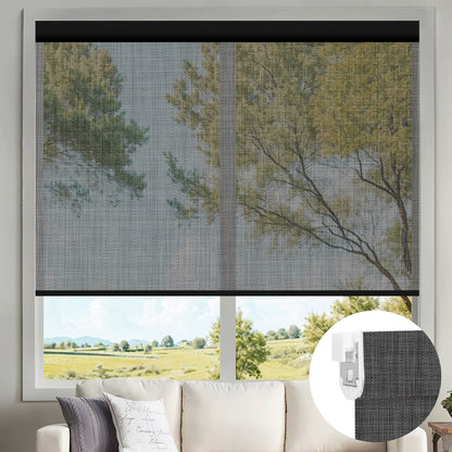 Kincmo No Drill Motorized Solar Shades, 0%/1%/3%/5% Openness For UV Protection