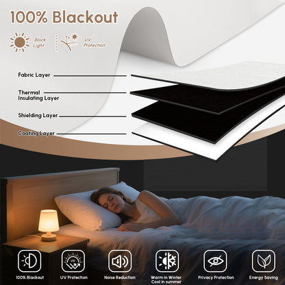 Kincmo No Drill Shades, Motorized 100% Blackout - Dreamy