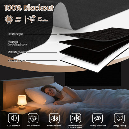 Kincmo No Drill Roller Shades, Motorized 100% Blackout - Eclipse