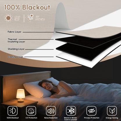 Kincmo No Drill Cordless Roller Shades 100% Blackout - Weave