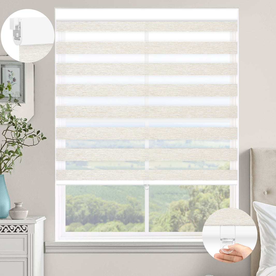 Kincmo No Drill Cordless Zebra Shades 60%/75% Blackout - Monet