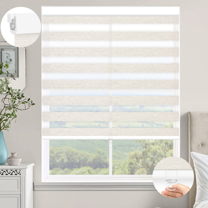 Kincmo No Drill Cordless Zebra Shades 60%/75% Blackout - Monet