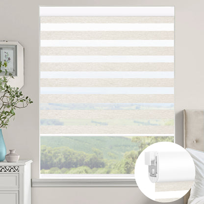 Kincmo No Drill Zebra Shades, Motorized 60/75% Blackout - Monet