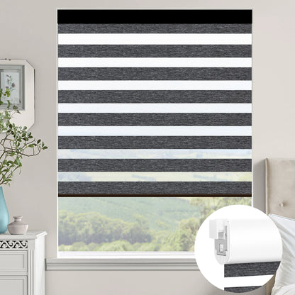 Kincmo No Drill Zebra Shades, Motorized 60/75% Blackout - Monet