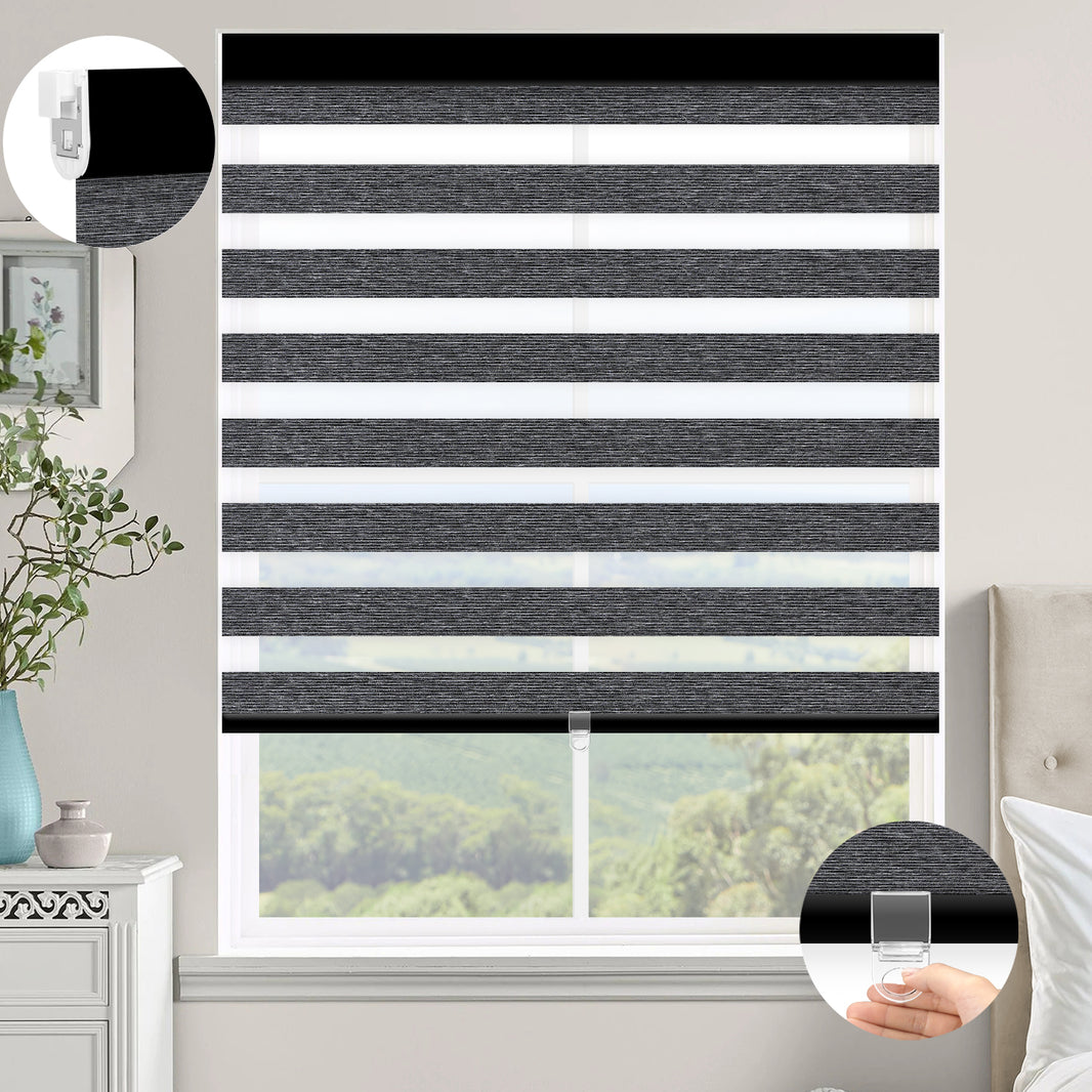 Kincmo No Drill Cordless Zebra Shades 60%/75% Blackout - Monet